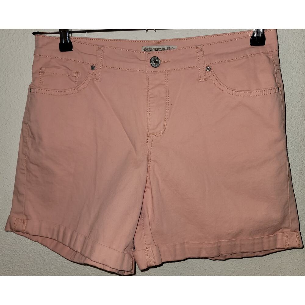 Vintage America Blue Orange Peach Boyfriend Shorts 8 Lightweight  Rolled Hem
